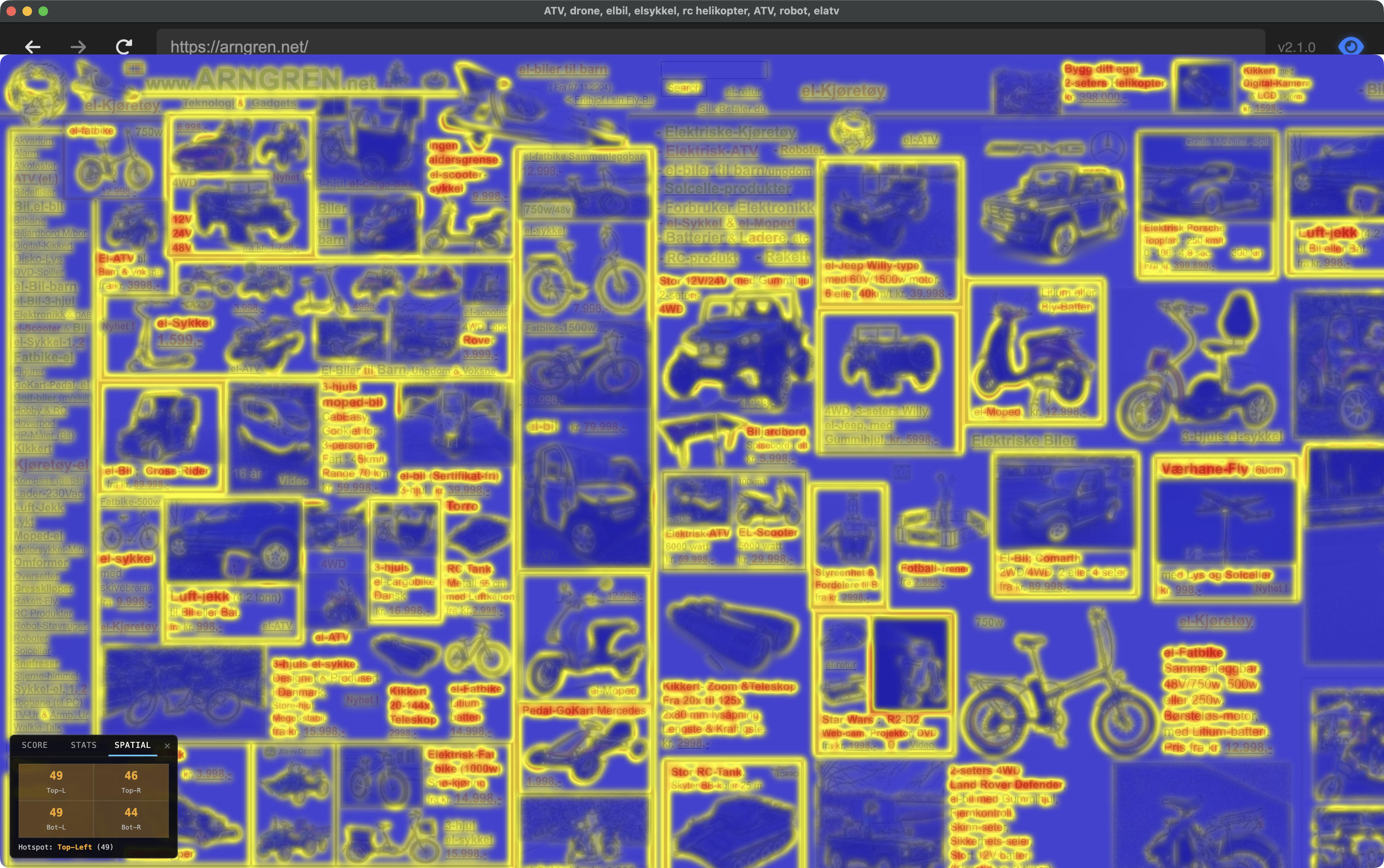 Congestion heatmap on arngren.net showing near-universal high congestion