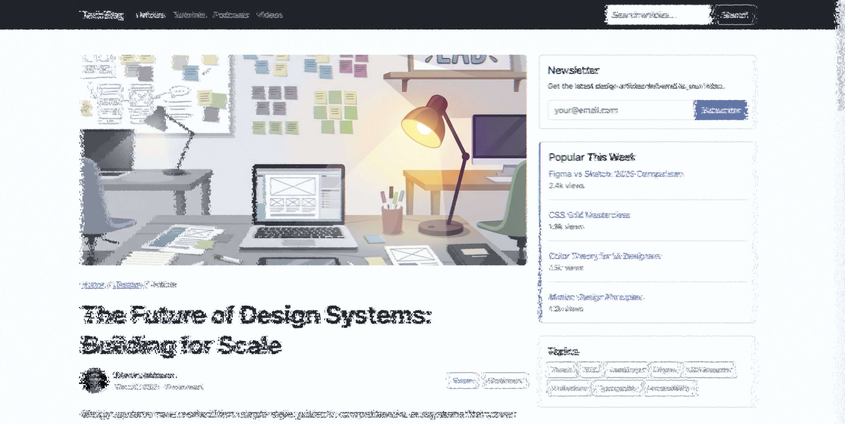 Article page with foveal focus