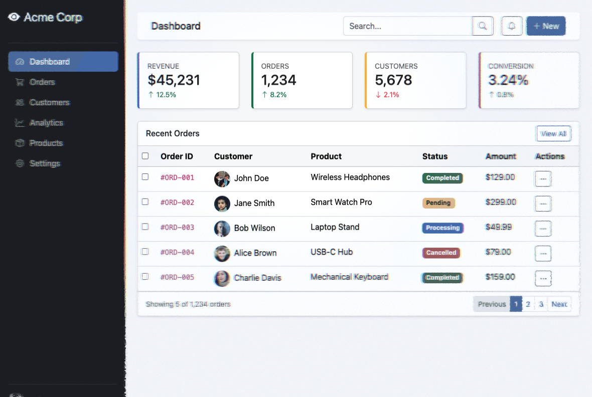 Dashboard on iPad Air viewport